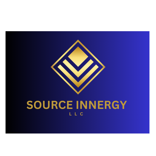 "Source Innergy brand logo representing a family-owned company creating raw organic non-chemical products including natural skin care, healthy hair oils, and inspirational books for kids and adults—dedicated to inner healing, soulful growth, and outer beauty."